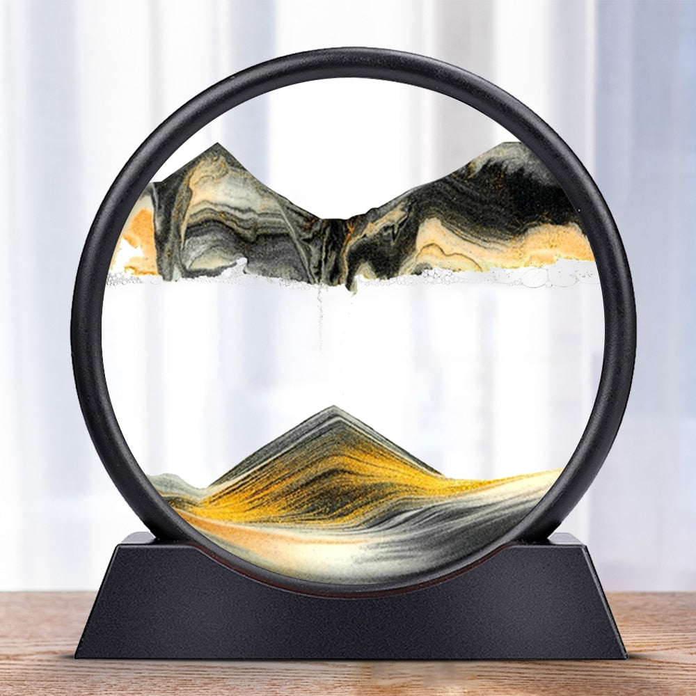 Moving Sand Art Picture Round Glass 3D Hourglass - goodfitforyou23