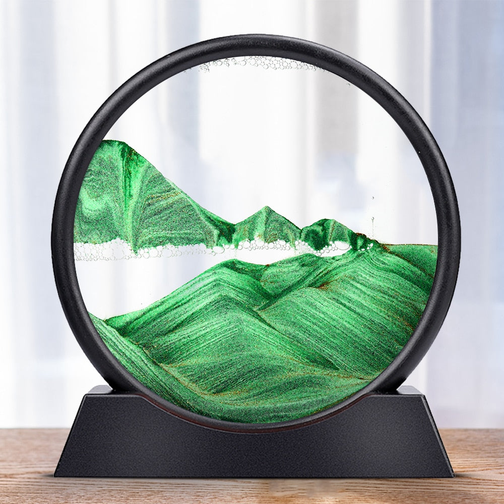 Moving Sand Art Picture Round Glass 3D Hourglass - goodfitforyou23