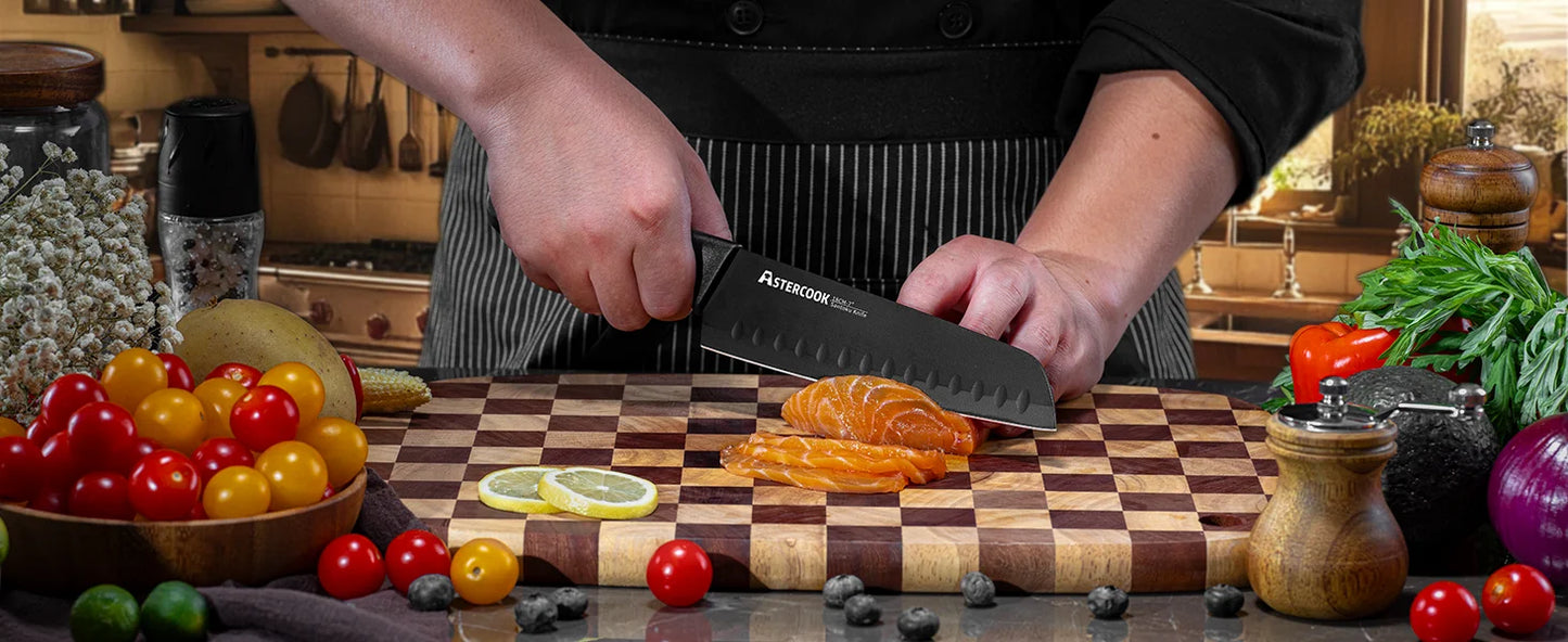 Stainless Steel Knife Set with Sharpener Block