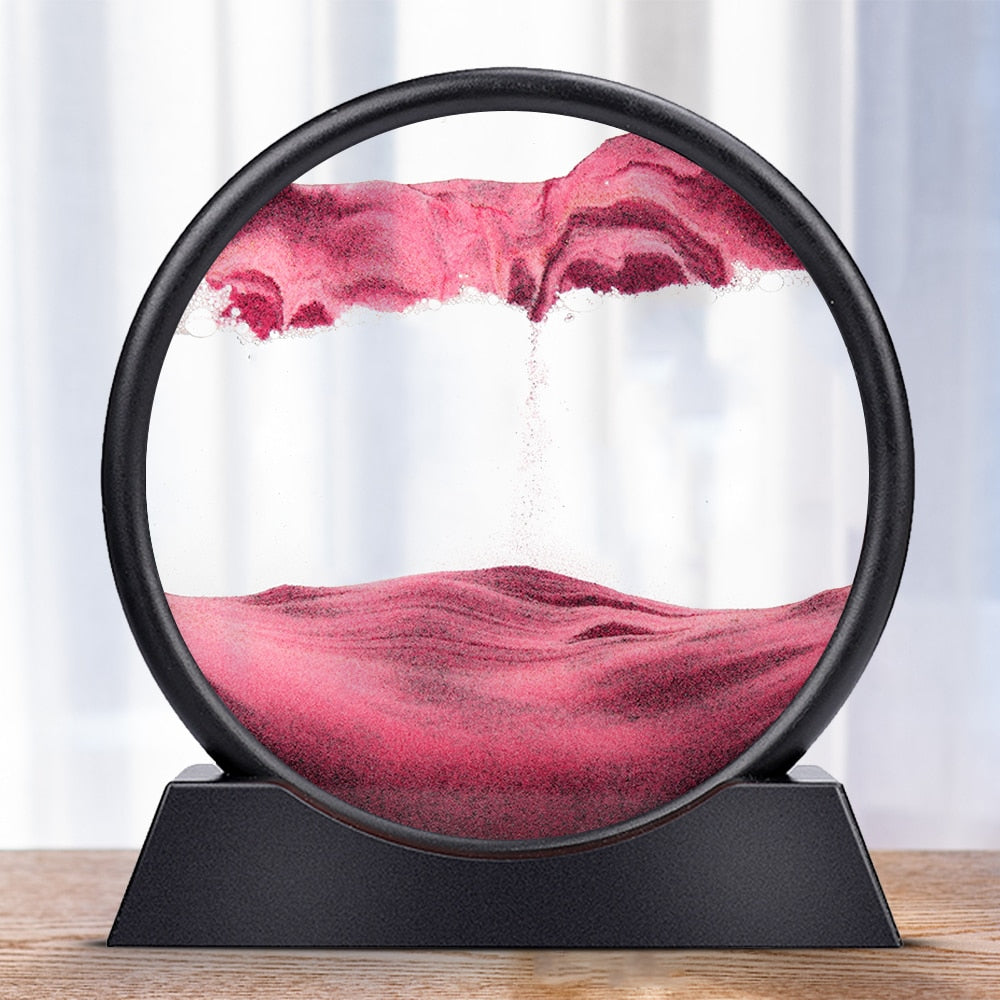 Moving Sand Art Picture Round Glass 3D Hourglass - goodfitforyou23