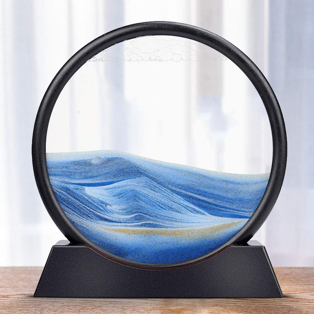 Moving Sand Art Picture Round Glass 3D Hourglass - goodfitforyou23