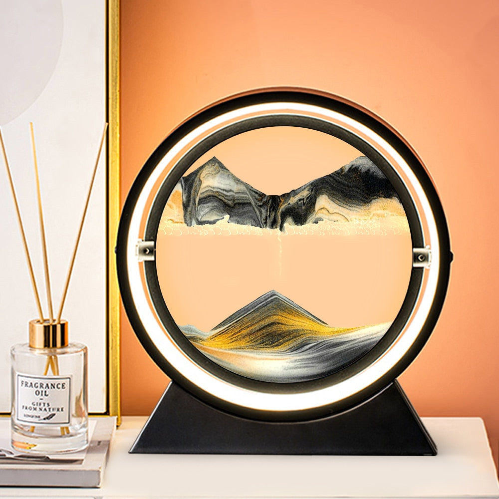 Moving Sand Art Picture Round Glass 3D Hourglass - goodfitforyou23