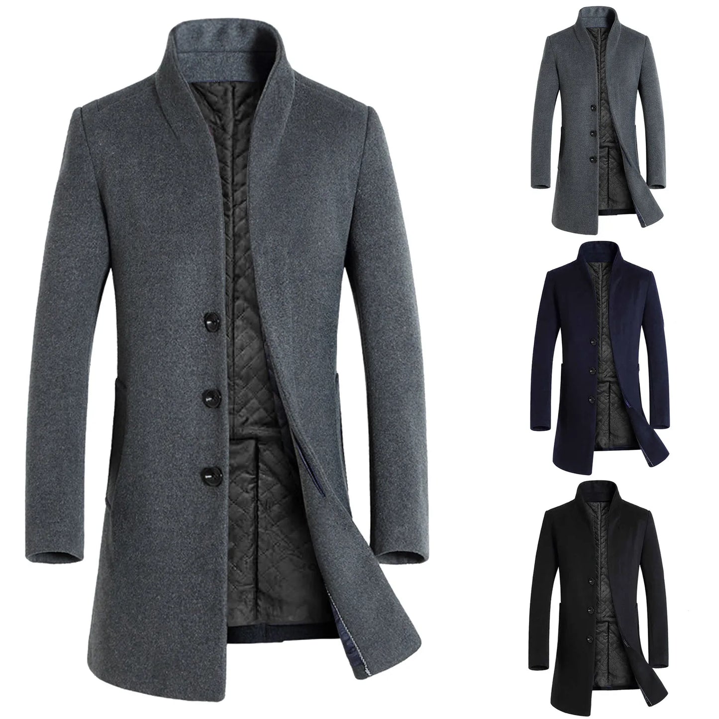 Men Winter Mid-length Trench Jackets