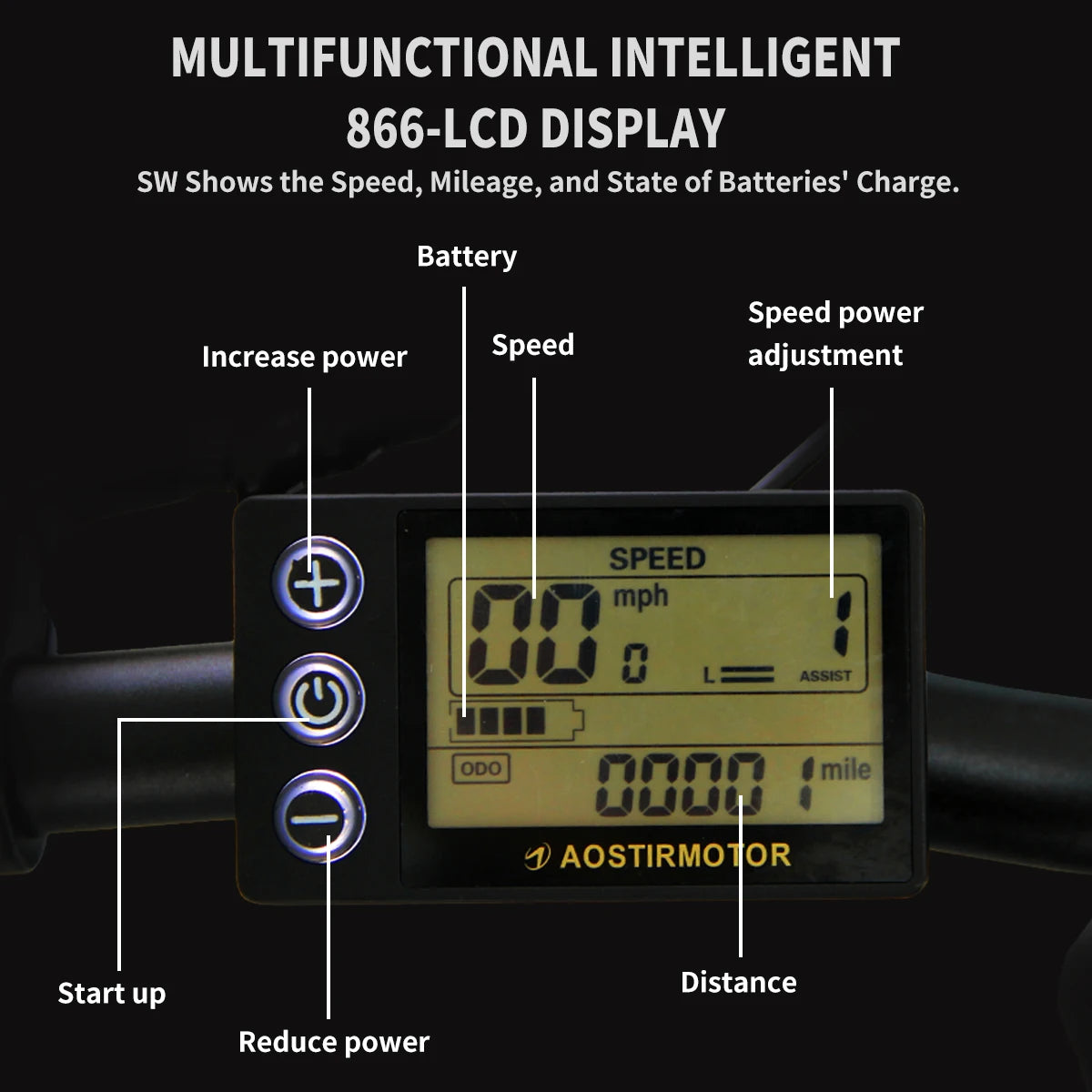 AOSTIRMOTOR 500W Ebike Folding Lithium Battery 36V 13Ah