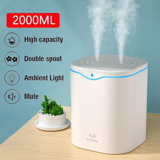 2000ML USB Double Spray Essential Oil Air Humidifier