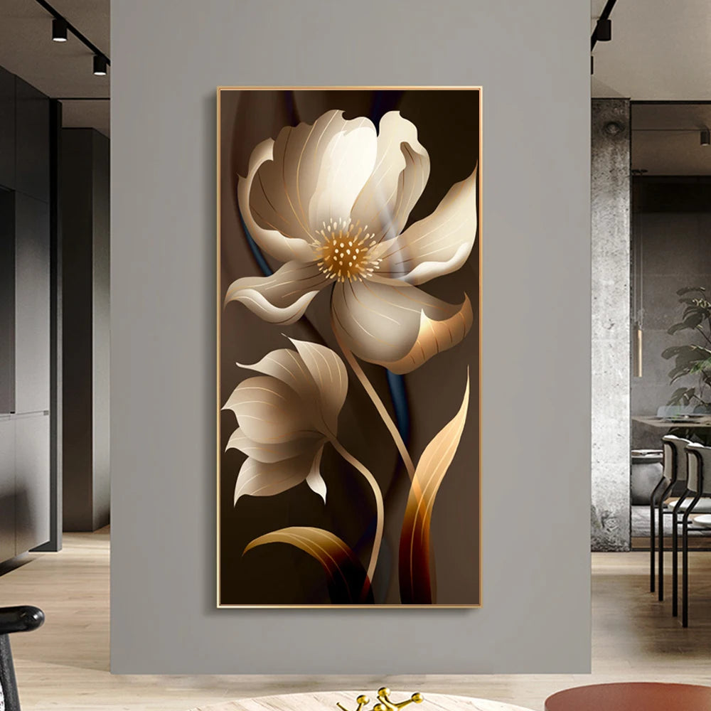 Nordic Luxury Gold Lines Posters and Prints Wall Abstract Flower Picture Canvas