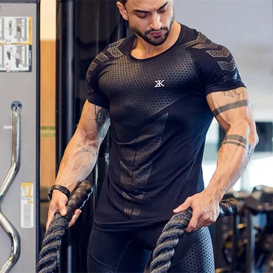 Men Sports Crossfit Bodybuilding Tee Tops Short Sleeves