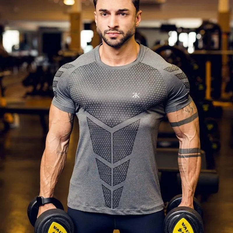 Men Sports Crossfit Bodybuilding Tee Tops Short Sleeves