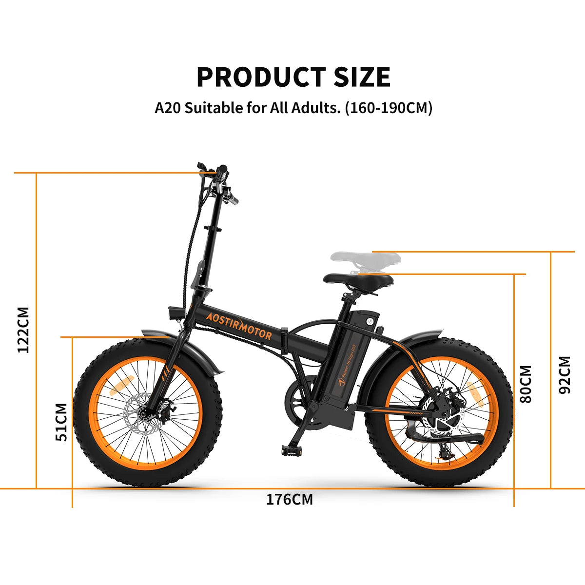 AOSTIRMOTOR 500W Ebike Folding Lithium Battery 36V 13Ah