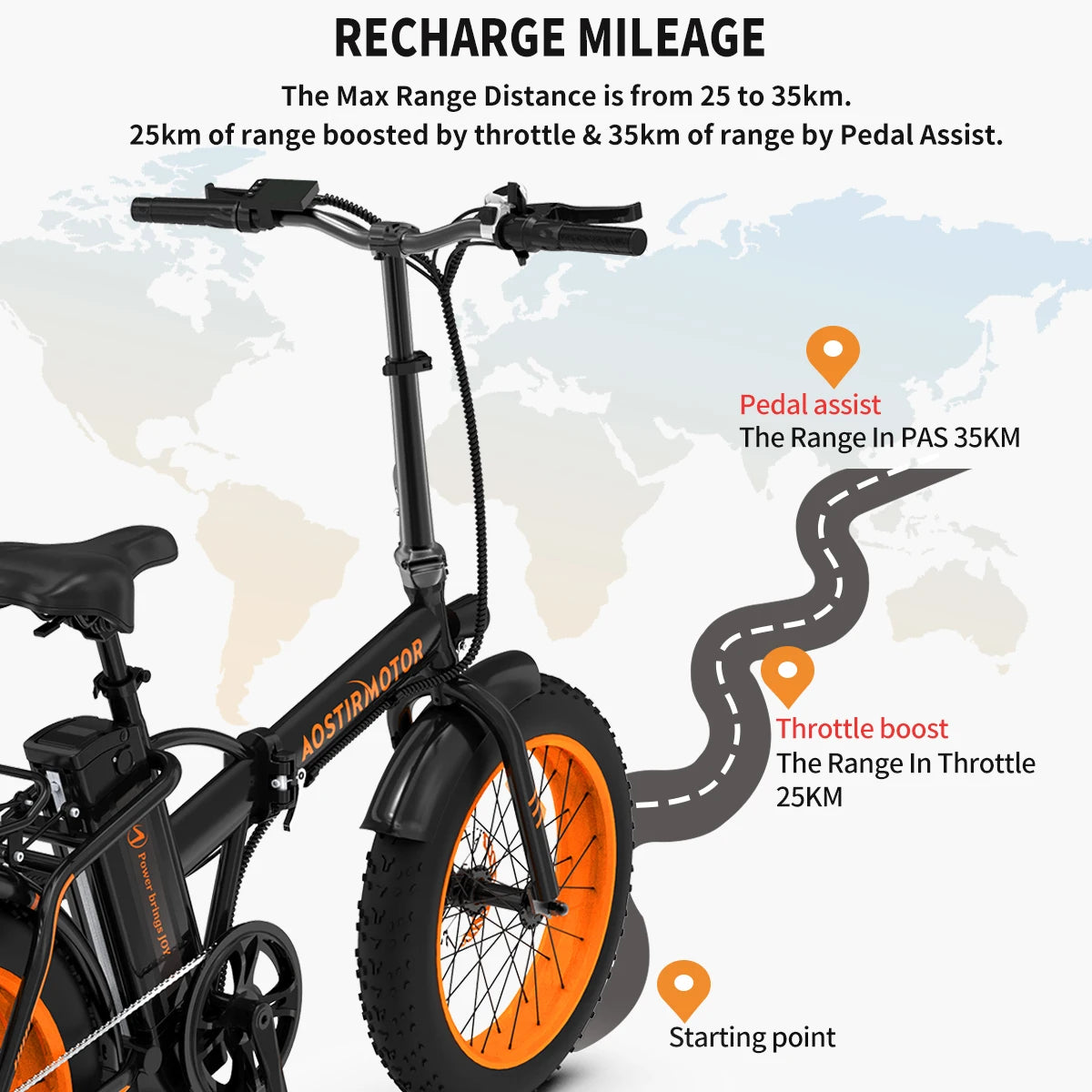 AOSTIRMOTOR 500W Ebike Folding Lithium Battery 36V 13Ah