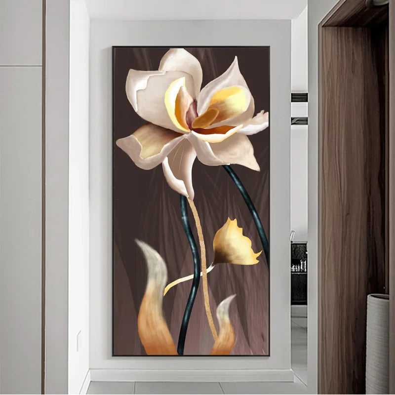 Nordic Luxury Gold Lines Posters and Prints Wall Abstract Flower Picture Canvas