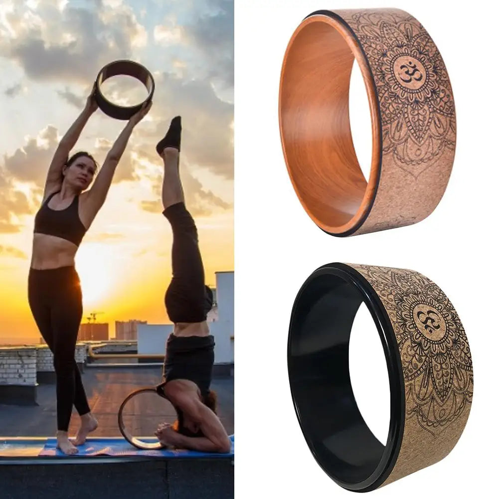 Wood Yoga Wheel Pilates With Buddha Lotus