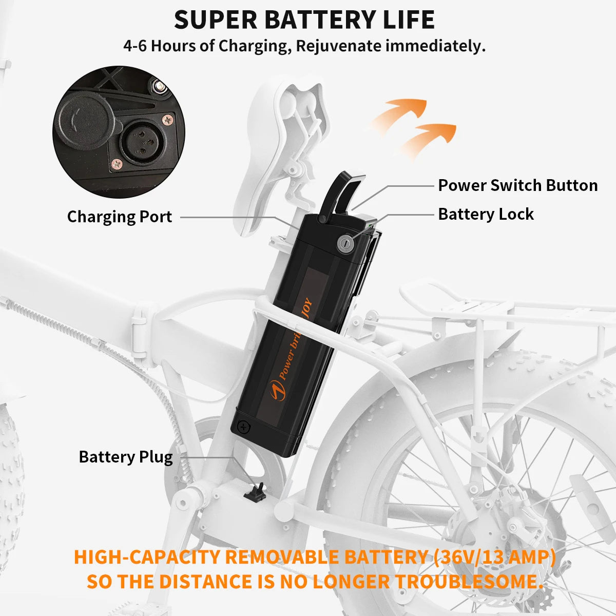 AOSTIRMOTOR 500W Ebike Folding Lithium Battery 36V 13Ah