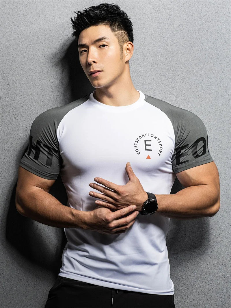 Men's Elastic Sports T-shirt Running Gym tops