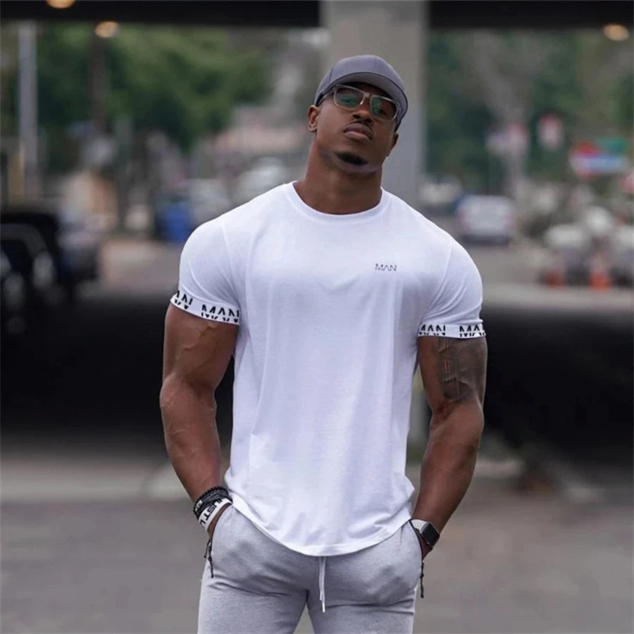 Men Cotton Short Sleeve Workout Gym T-Shirt