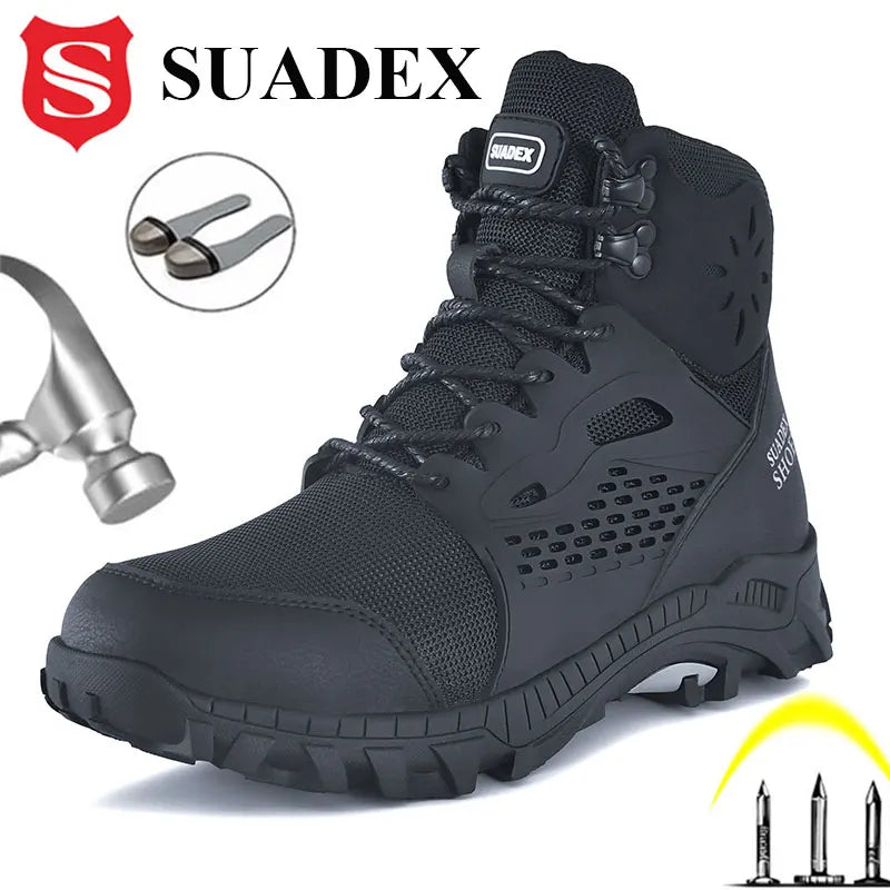 Safety Boots Men Work Shoes Anti-Smashing Steel Toe