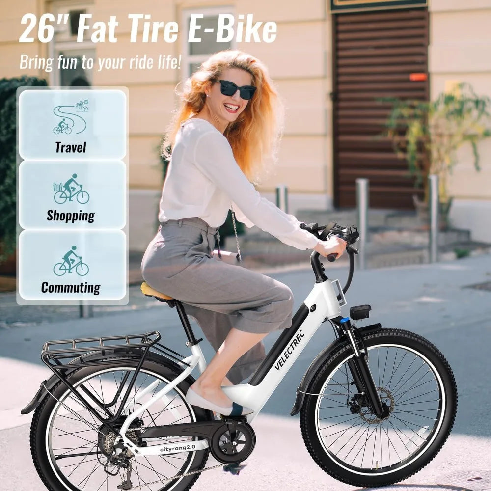 26" Electric Bike 1000W Motor Peak Up to 70 Miles & 28 Mph by Removable Battery