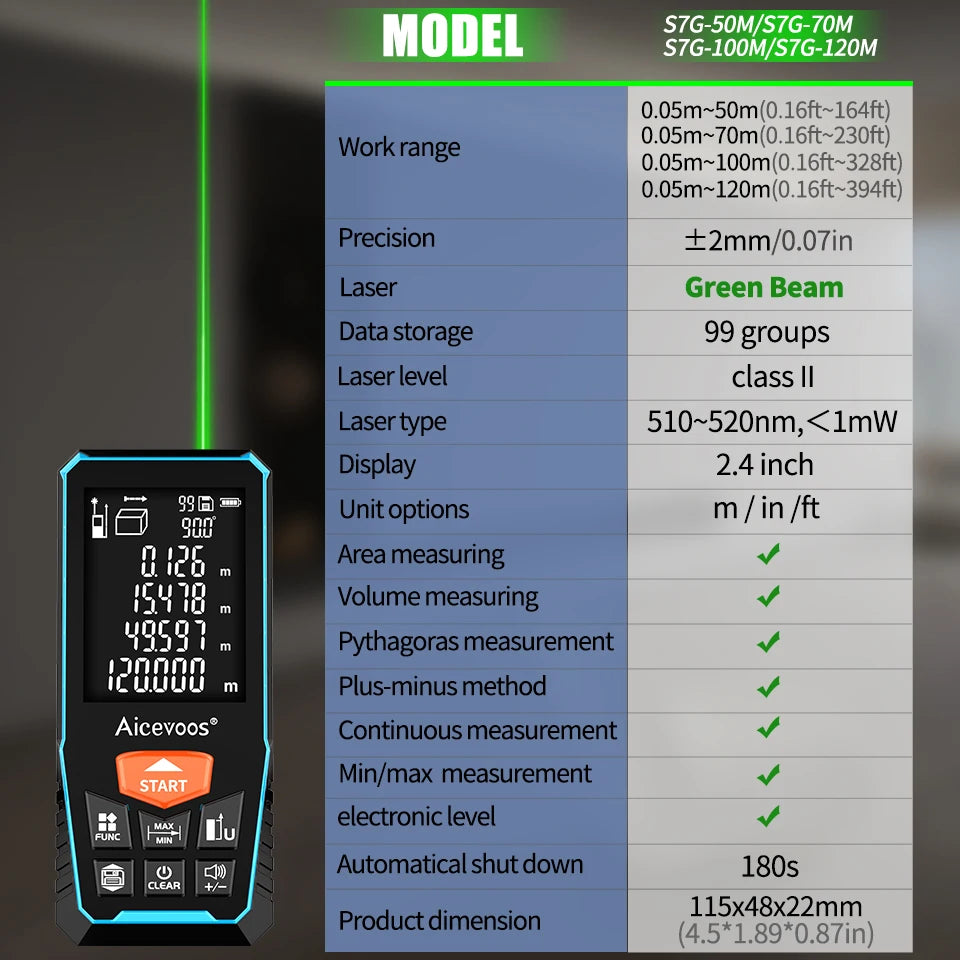 Green Beam Digital Laser Rangefinder