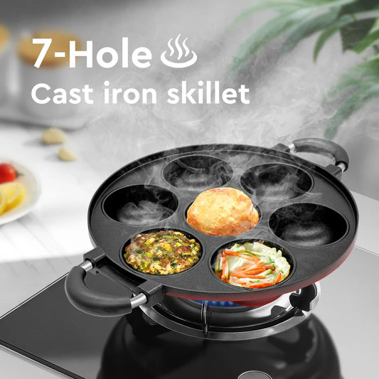 7 Hole Cooking Cake/Omelette Pan Cast Iron