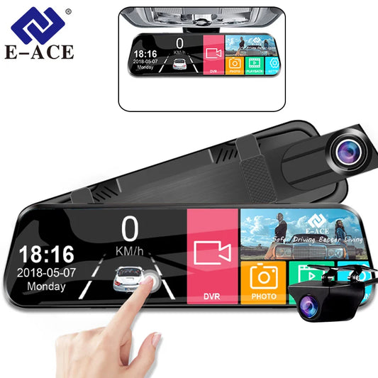 E-ACE 10 Inch Mirror Camera For Car DVR Video Recorder