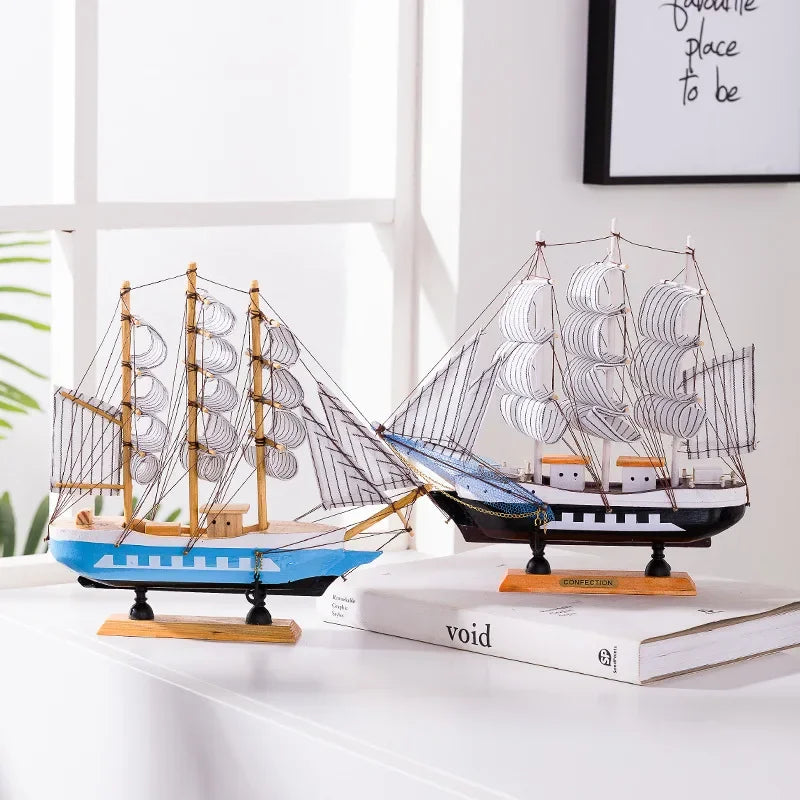 Nautical Wooden Sailboat Model Decoration