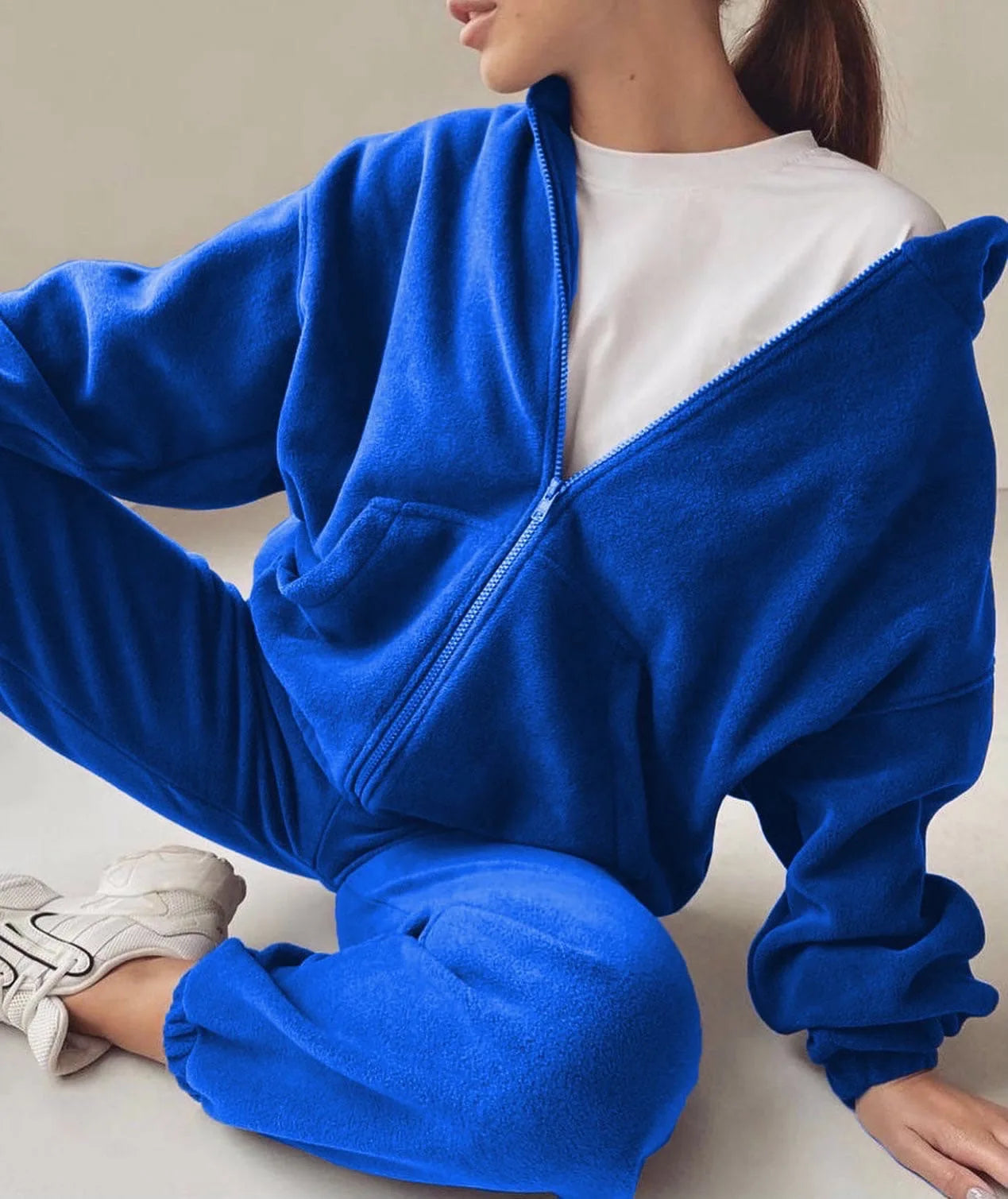 Winter Two Piece Set Women Hooded Tracksuit