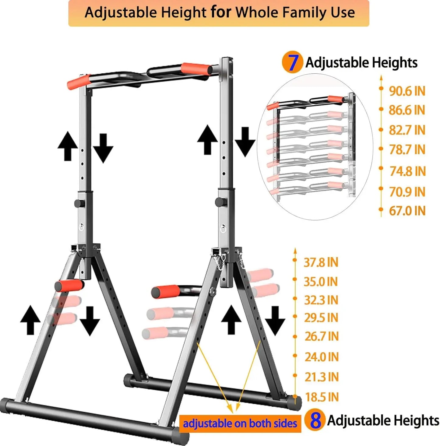 Foldable Power Tower Dip Station Pull Up Bar Station