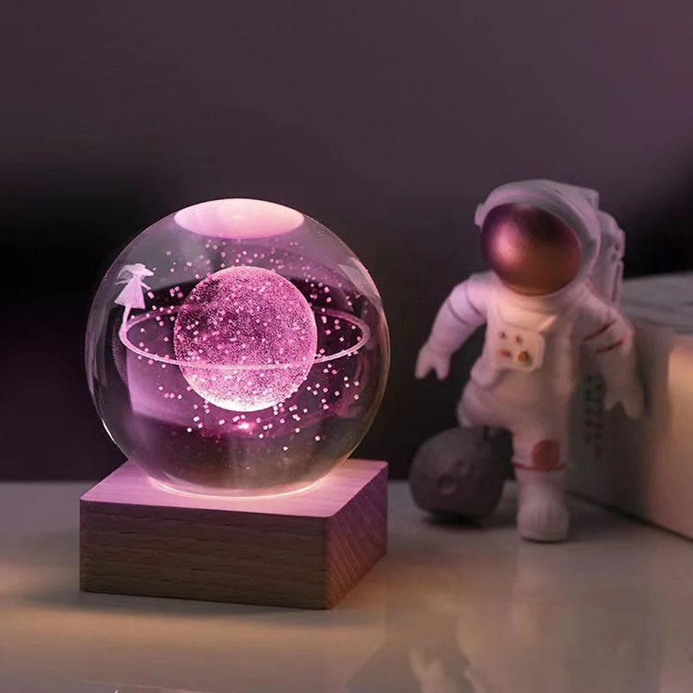 3D Crystal Ball Solar Planet System Globe Astronomy