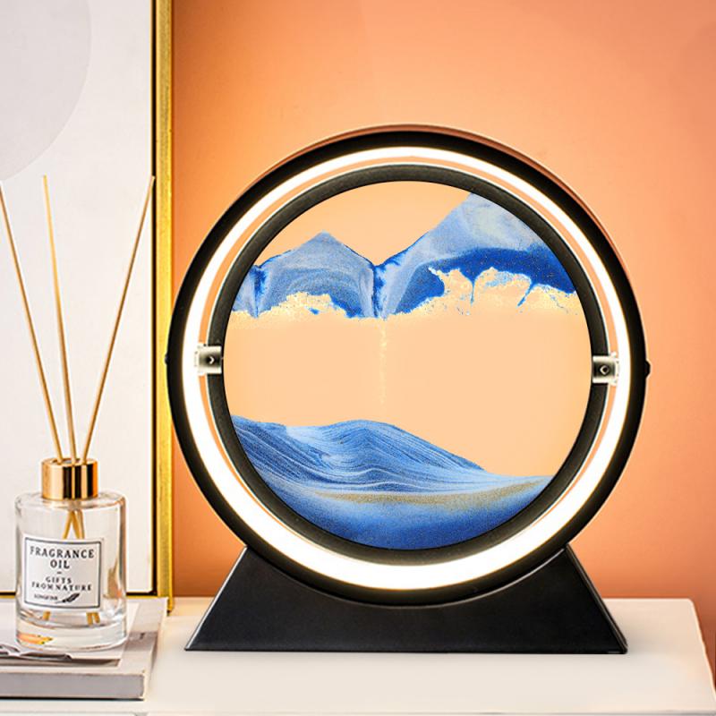 Moving Sand Art Picture Round Glass 3D Hourglass - goodfitforyou23