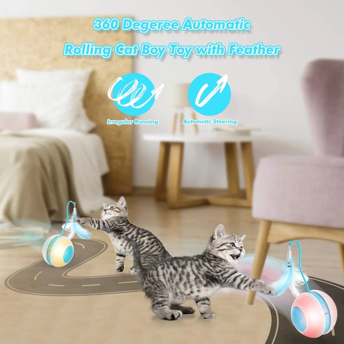 Crazy Cat Teaser Interactive Rolling Ball