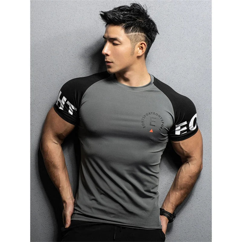 Men's Elastic Sports T-shirt Running Gym tops