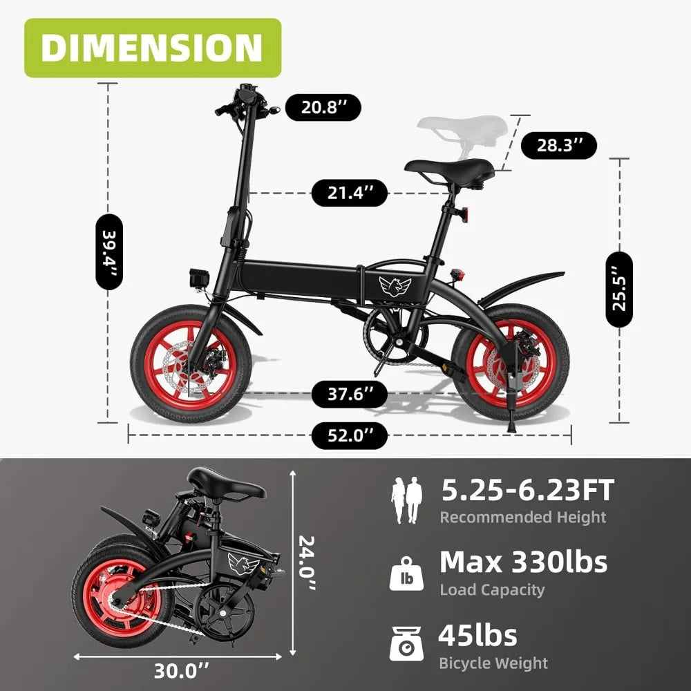 15.5 MPH Lightweight and Portable E Bicycle with 350W High Speed Geared Motor