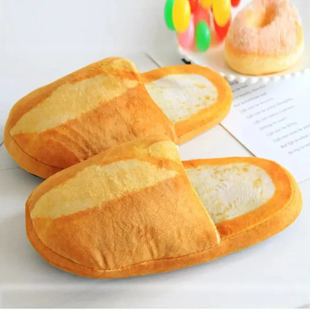 Cotton Plush Warm Bun Bread Home Slippers