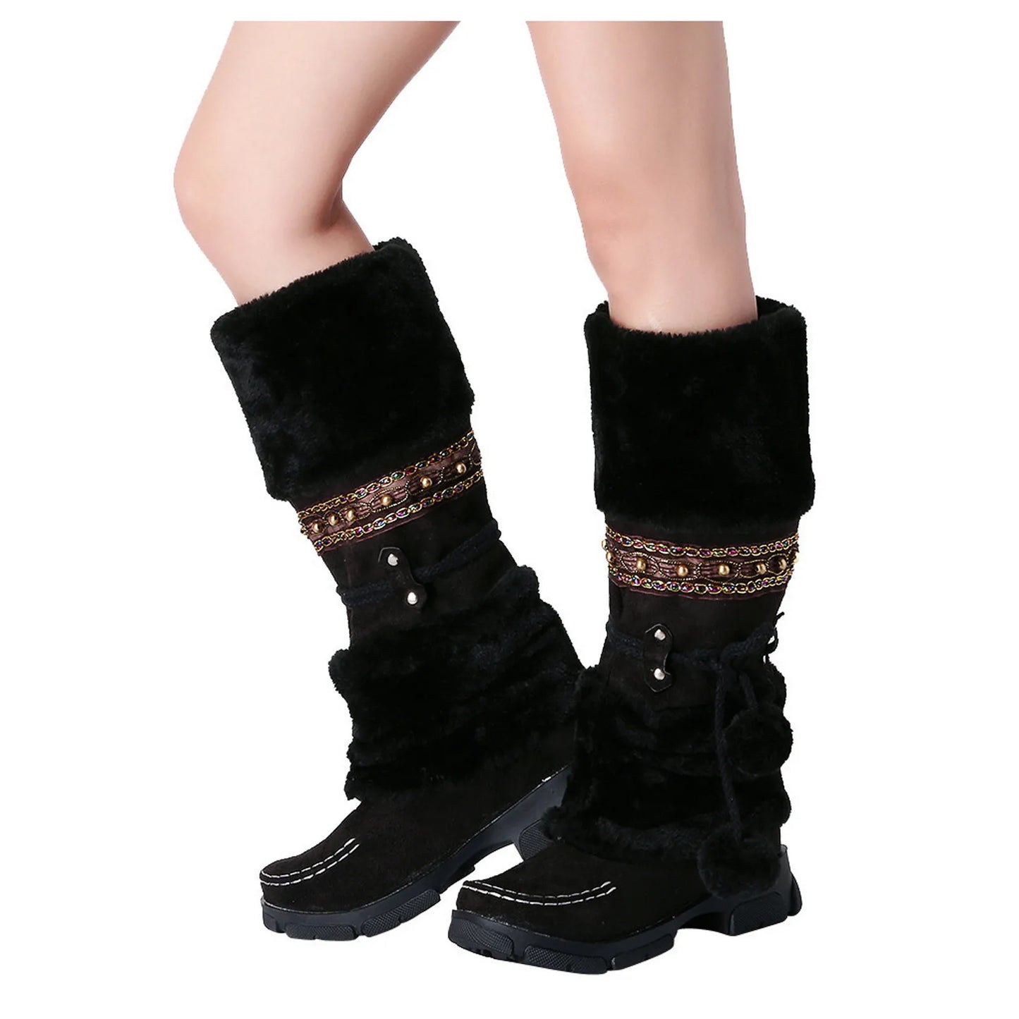 Winter Warm Thickened Fur Knee High Boots Ladies Footwear