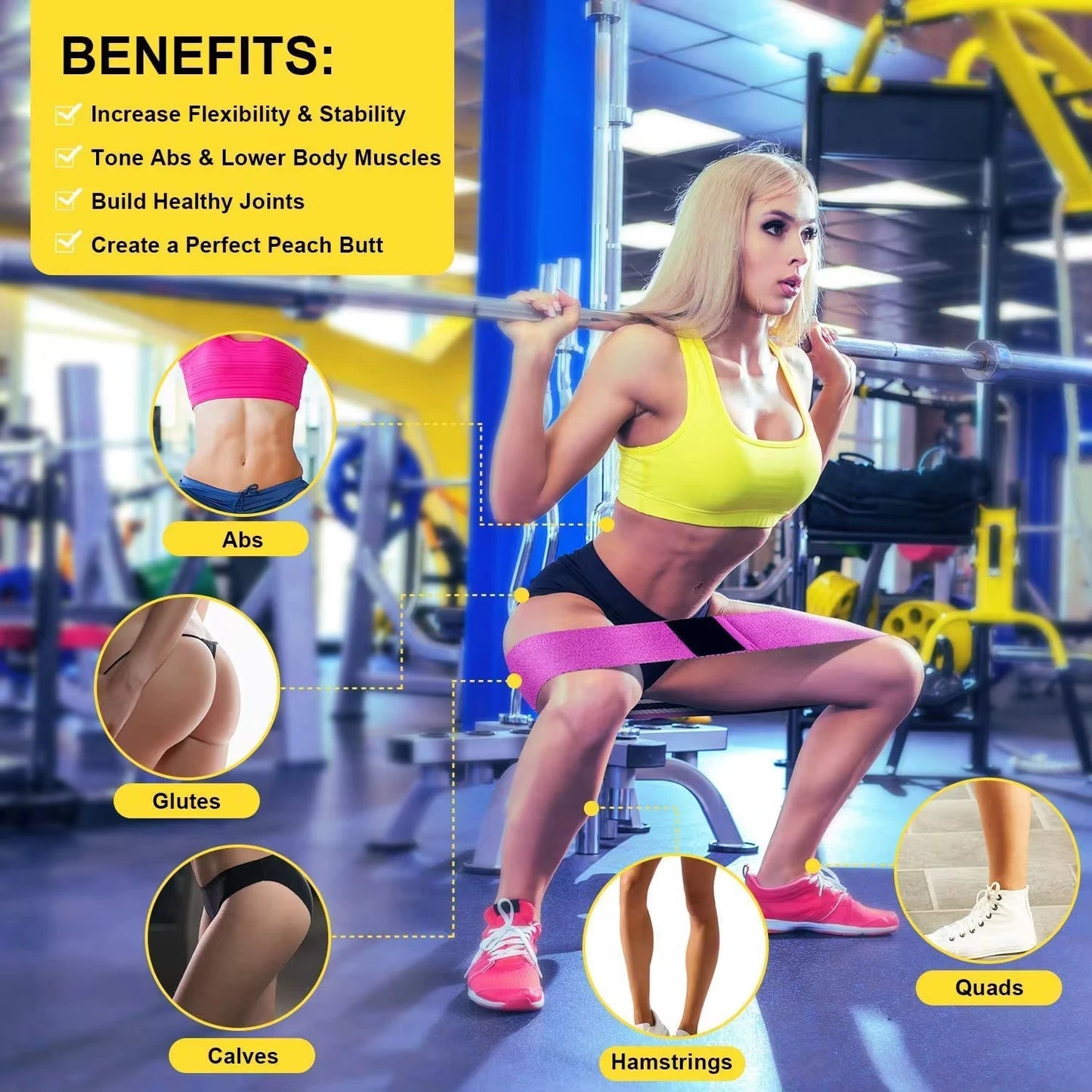 New Elastic rubber resistance bands for yoga and gym workouts