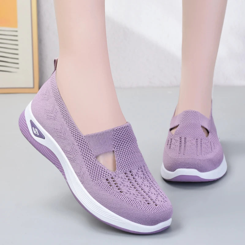 New Comfort Casual Women's Soft Sole Breathable Hollow Out Flat Shoes