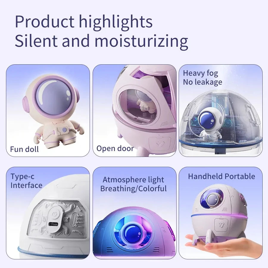 Space Capsule Air Humidifier USB Plug in Rechargeable Mist