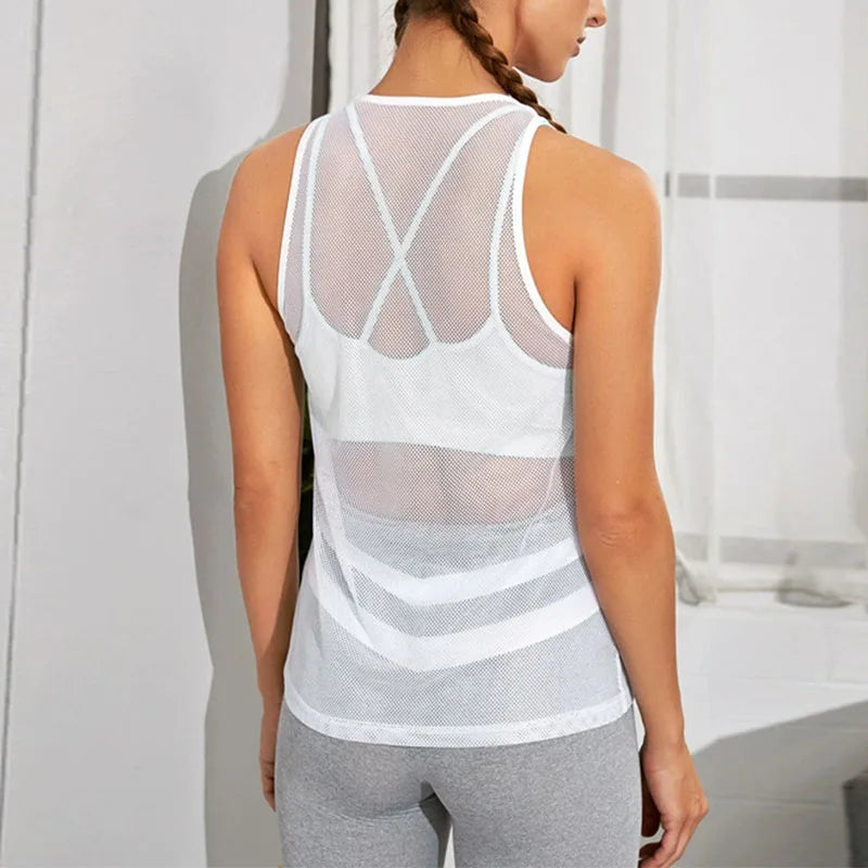 Women's Mesh Yoga Shirt Sport Top