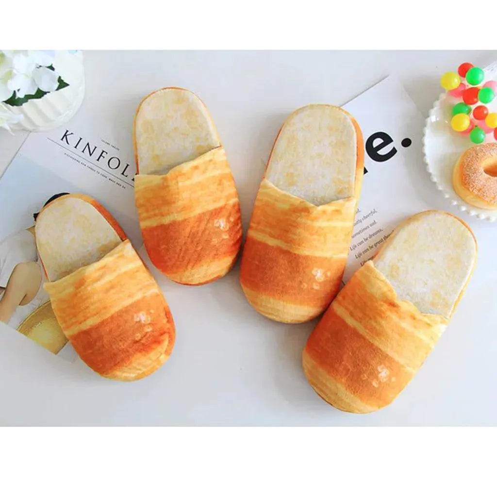 Cotton Plush Warm Bun Bread Home Slippers