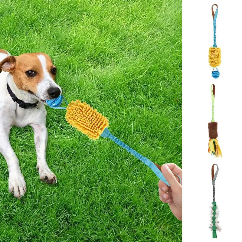 Squeaky Dog Chew Toys and Tug Toy With Elastic Drawstring