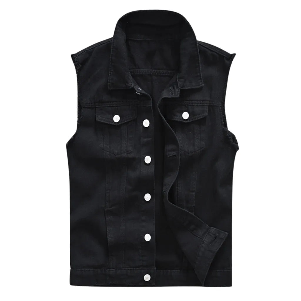 Men's Sleeveless Denim Cowboy Jacket