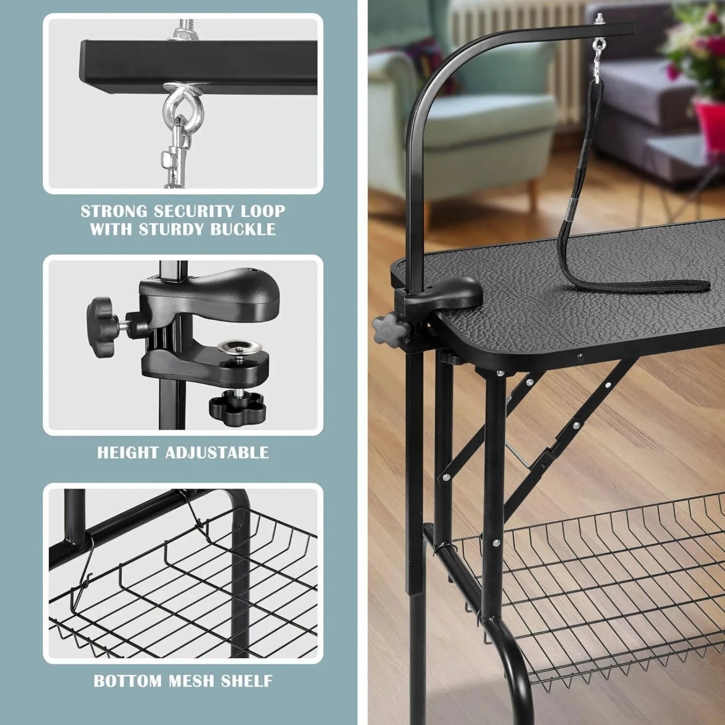 Adjustable Dog/Cat Grooming Table w/Arm Noose Mesh