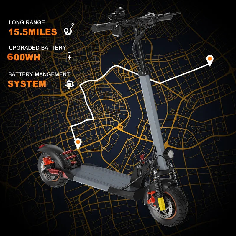 800W Electric Scooter 48V 12.5Ah Up To 25-45KM/H 20-30KM Range