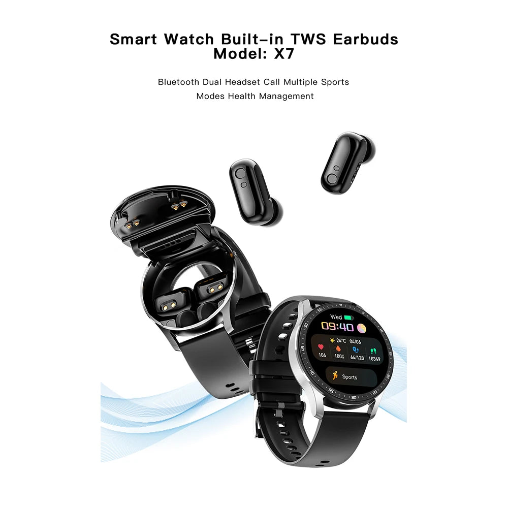 Smart Watch with Two In One Wireless Bluetooth Dual Headset