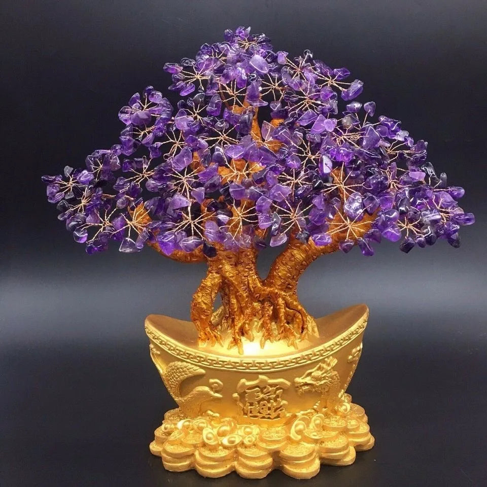 Purple Crystal Money Bag Tree