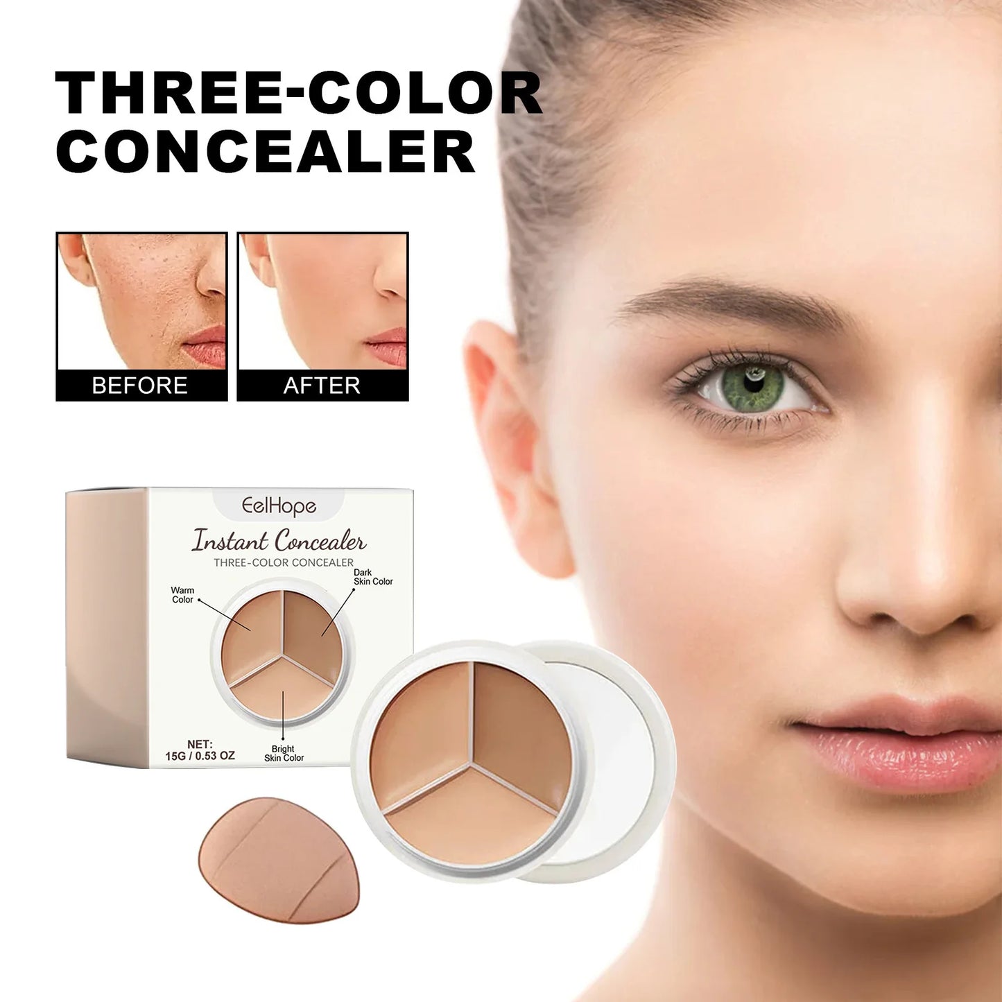 Three Color Partition Beauty And Health Facial Concealer