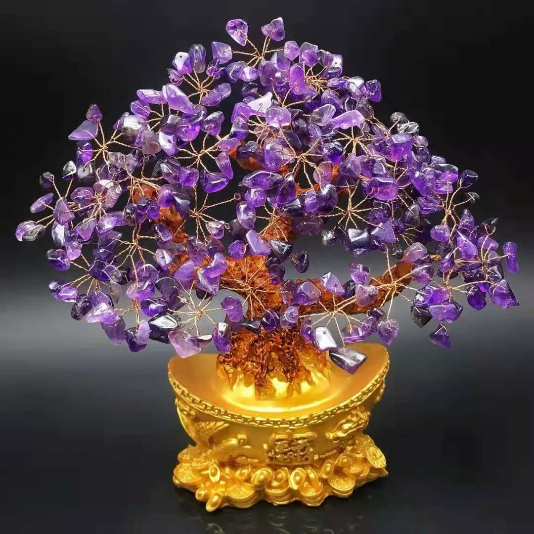 Purple Crystal Money Bag Tree