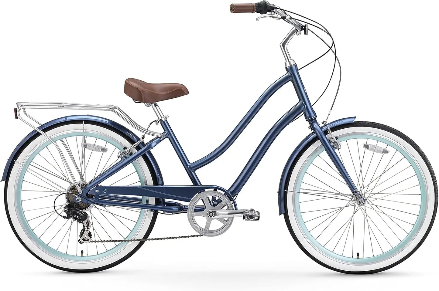 Women's Beach Cruiser Bike, Step-Through Touring Hybrid Bicycle