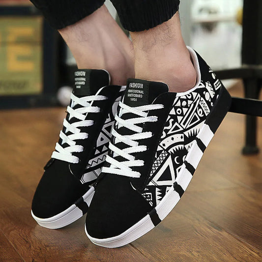 Men's Boho Canvas Sport Lace-Up Tennis Shoes