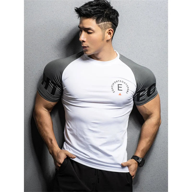 Men's Elastic Sports T-shirt Running Gym tops